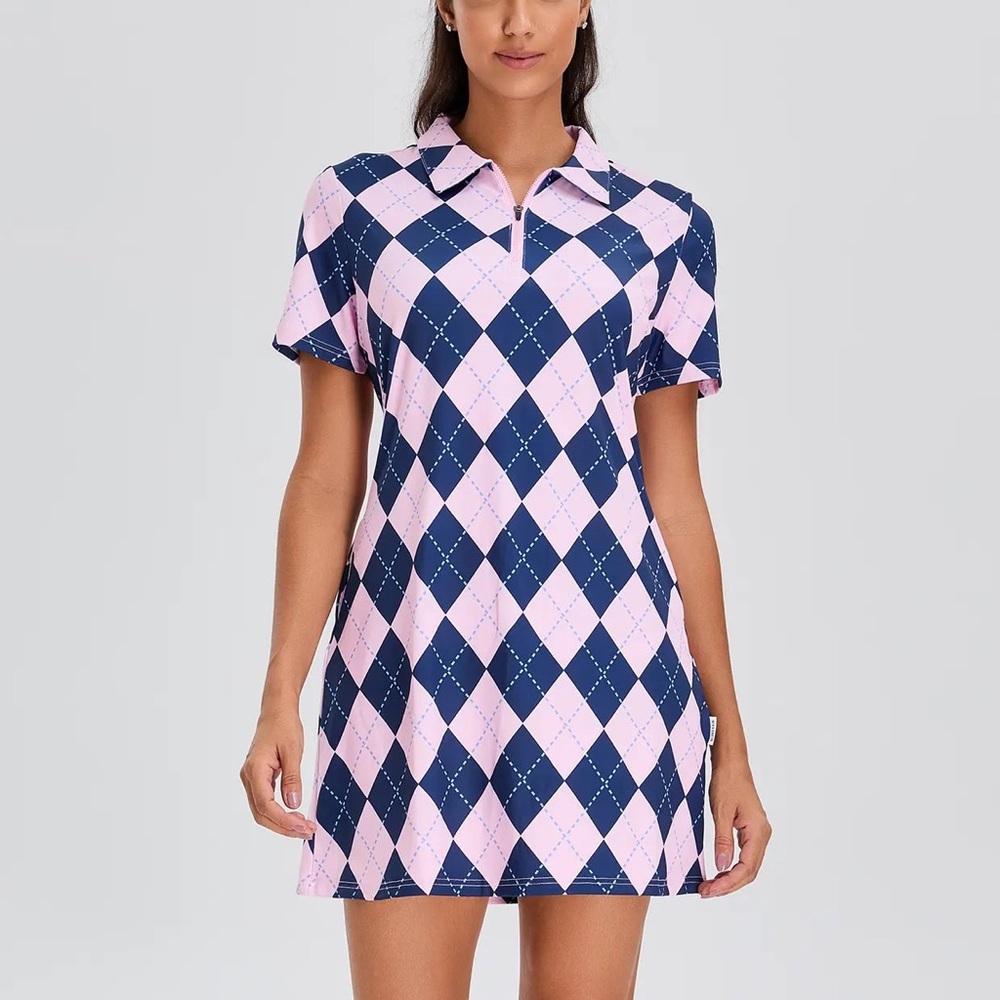 Pink and Blue Argyle Polo Golf/Tennis Dress